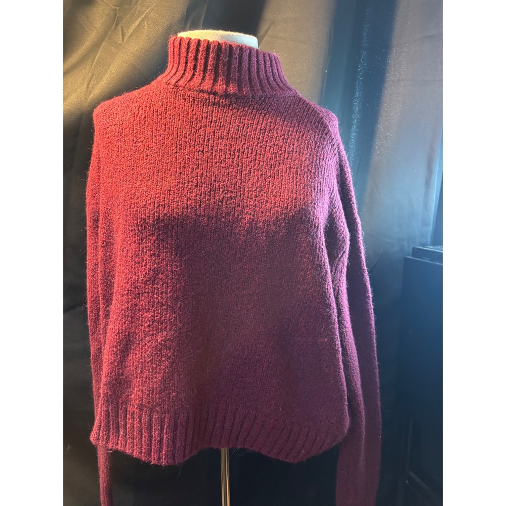 American Eagle Outfitters Mock Neck Sweater Burgundy Maroon Knit Size M